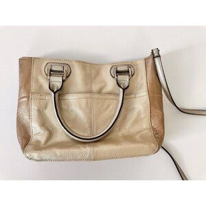 TIGNANELLO Women's Handbag Metallic Pebbled Leather Shoulder Strap Office Career